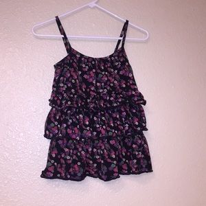 (2) Floral ruffle shirt